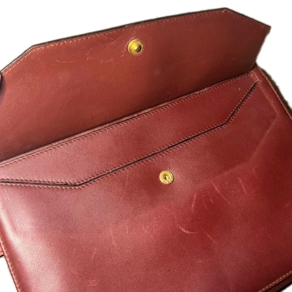 Cartier Signature (Unisex) Red Color Vintage Bordeaux Leather Clutch Bag (GUC) - Picture 6 of 9